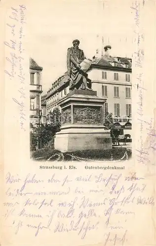 AK / Ansichtskarte Strasbourg_Alsace Gutenbergdenkmal Strasbourg Alsace