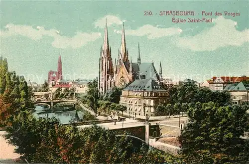 AK / Ansichtskarte Strasbourg_Alsace Pont des Vosges Eglise Saint Paul Strasbourg Alsace