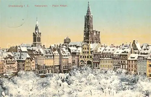 AK / Ansichtskarte Strassburg_Elsass Kleberplatz Winter Strassburg Elsass