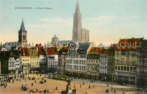AK / Ansichtskarte Strasbourg_Alsace Strassenbahn Kleberplatz M?nster Strasbourg Alsace