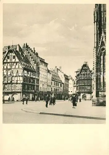 AK / Ansichtskarte Strassburg_Elsass M?nsterplatz Hirsch Apotheke Kammerzellsches Haus Strassburg Elsass