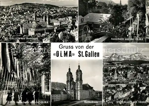 AK / Ansichtskarte St_Gallen_SG OLMA Messe Fliegeraufnahme Bodensee Saentis Kathedrale St_Gallen_SG