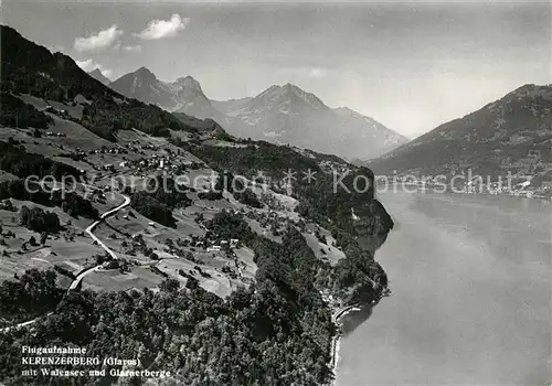 AK / Ansichtskarte Filzbach Fliegeraufnahme Kerenzerberg mit Walensee Glarnerberge Ferienheim vom Blauen Kreuz Zuerich Filzbach