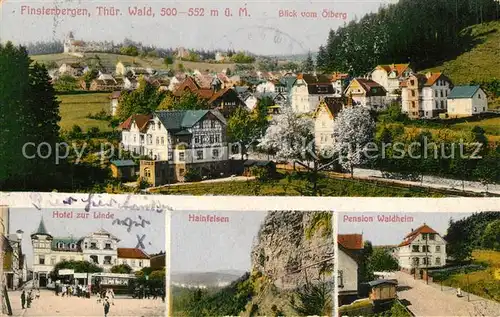 AK / Ansichtskarte Finsterbergen Panorama vom &#214;lberg Hotel zur Linde Hainfelsen Pension Waldheim Finsterbergen