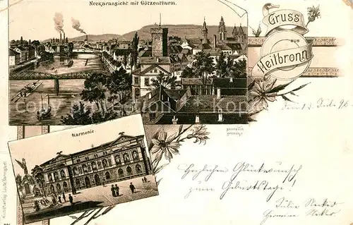 AK / Ansichtskarte Heilbronn_Neckar Neckaransicht G&#246;rzenturm Harmonie Heilbronn Neckar