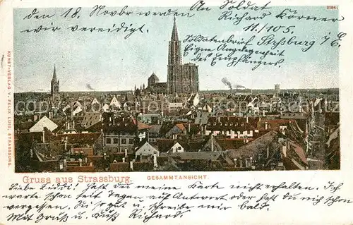 AK / Ansichtskarte Strassburg_Elsass Gesamtansicht mit Muenster Strassburg Elsass