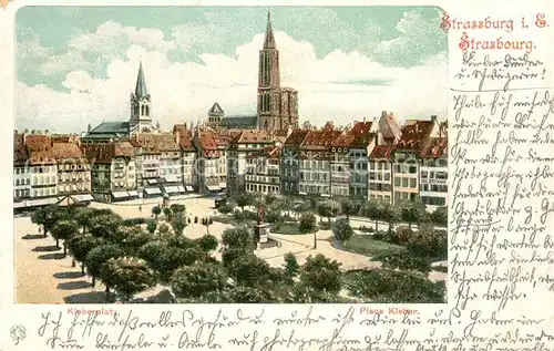 AK / Ansichtskarte Strassburg_Elsass Marktplatz Denkmal Muenster Strassburg Elsass