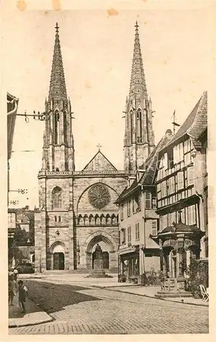 AK / Ansichtskarte Obernai_Bas_Rhin Eglise et le vieux puits Obernai_Bas_Rhin