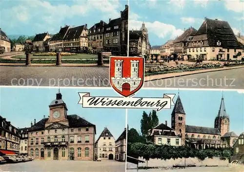 AK / Ansichtskarte Wissembourg Quai Anselmann Maison du Sel Hotel de Ville Eglise Blason de l Artiste heraldiste Robert Louis Wissembourg