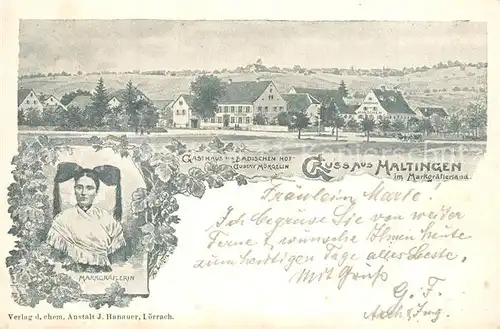 AK / Ansichtskarte Haltingen Gasthaus zum Badischen Hof Tracht Haltingen