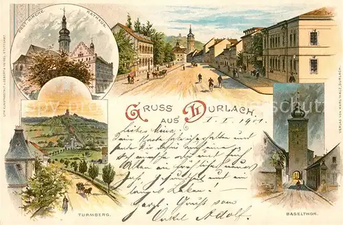 AK / Ansichtskarte Durlach Rathaus Baseltor Turmberg  Durlach