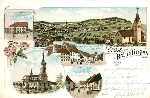 AK / Ansichtskarte Braeunlingen Kriegerdenkmal Stadtspital Gasthof Adler Roessle Braeunlingen