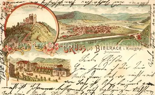 AK / Ansichtskarte Biberach_Baden Ruine Hohengerodseck Bahnhof Hotel Biberach_Baden