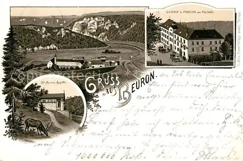 AK / Ansichtskarte Beuron_Donautal Gasthof Pelikan St. Maurus Kapelle Beuron Donautal