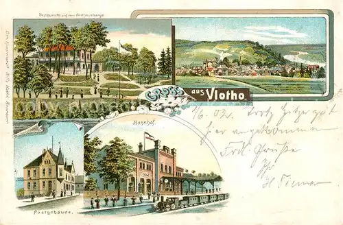 AK / Ansichtskarte Vlotho Bahnhof Restaurant Amthausberge Post Vlotho