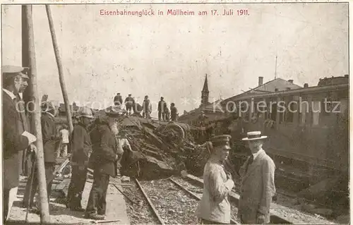 AK / Ansichtskarte Muellheim_Baden Eisenbahnunglueck 17. Juli 1911 Muellheim_Baden