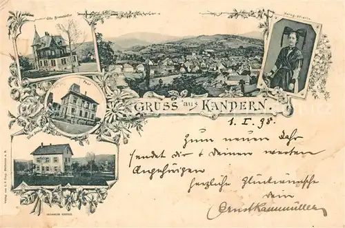 AK / Ansichtskarte Kandern Tracht Post Villa bindschaedler Kandern