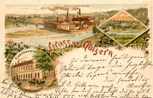 AK / Ansichtskarte Golzern_Leipzig Golzermuehlenwerke Gasthaus Golzernmuehlenwerke 
