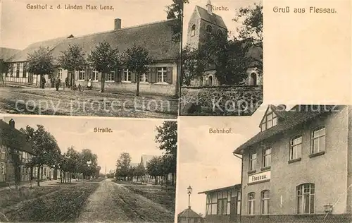 AK / Ansichtskarte Flessau Gasthof Linden Bahnhof Kirche Flessau