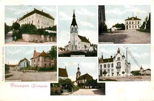 AK / Ansichtskarte Tiengen_Waldshut Schloss neue evangelische Kirche Katholische Kirche Tiengen Waldshut