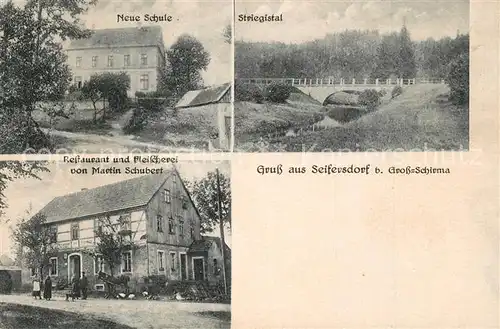 AK / Ansichtskarte Seifersdorf_Grossschirma Striegistal Neue Schule Restaurant von Martin Schubert Seifersdorf Grossschirma