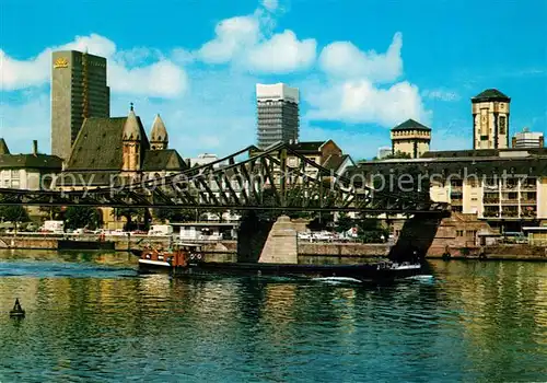 AK / Ansichtskarte Frankfurt_Main Mainpartie mit Eisernem Steg Frankfurt Main