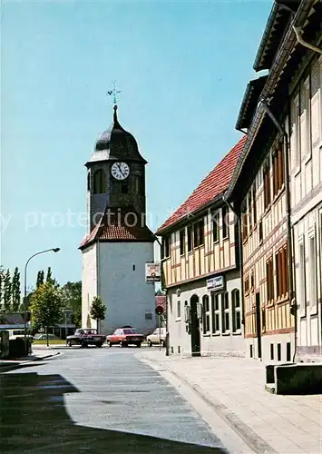 AK / Ansichtskarte Seesen_Harz St. Viti Kirchturm Fachwerk Seesen Harz