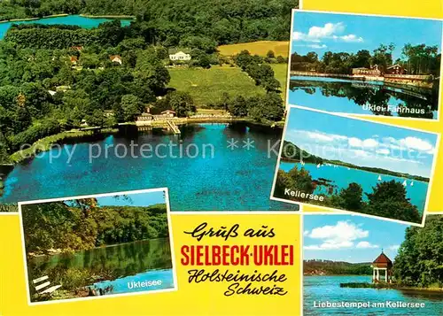 AK / Ansichtskarte Uklei_Sielbeck Fliegeraufnahme Ukleisee Liebestempel am Kellersee Faehrhaus Uklei_Sielbeck
