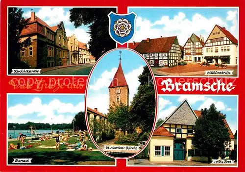 AK / Ansichtskarte Bramsche_Hase Kirchhofstrasse Muehlenstrasse Alte Post Darnsee Bramsche Hase