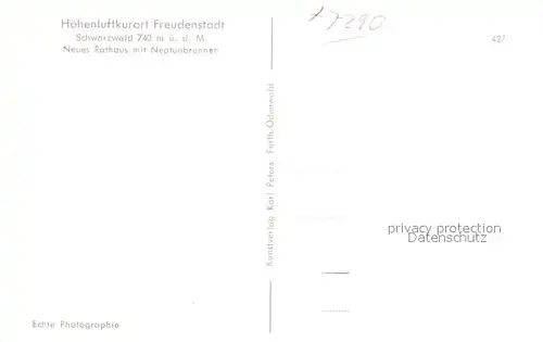 AK / Ansichtskarte Freudenstadt Neues Rathaus mit Neptunbrunnen Freudenstadt