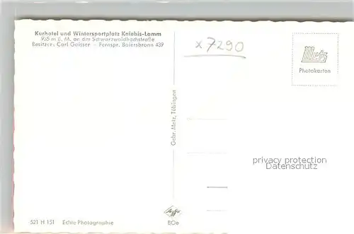 AK / Ansichtskarte Kniebis_Freudenstadt Kurhotel Kniebis Lamm Kniebis_Freudenstadt