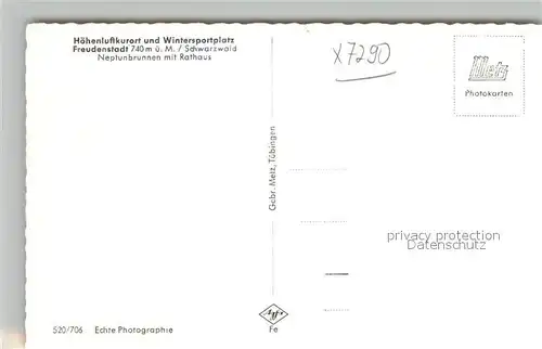 AK / Ansichtskarte Freudenstadt Neptunbrunnen mit Rathaus Freudenstadt