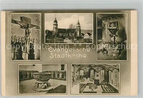 AK / Ansichtskarte Freudenstadt Ev Stadtkirche Kruzifix Taufbecken Inneres Freudenstadt