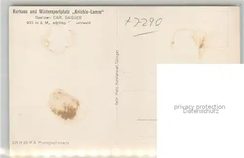AK / Ansichtskarte Kniebis_Freudenstadt Kurhaus Kniebis Lamm Kniebis_Freudenstadt