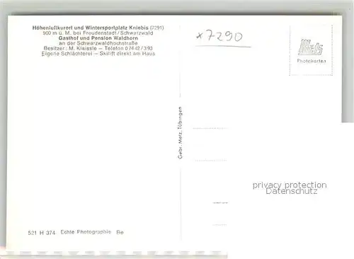 AK / Ansichtskarte Kniebis_Freudenstadt Gasthof Pension Waldhorn Kniebis_Freudenstadt