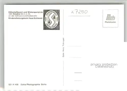 AK / Ansichtskarte Kniebis_Freudenstadt Kindererholungsheim Haus Kohlwald Kniebis_Freudenstadt
