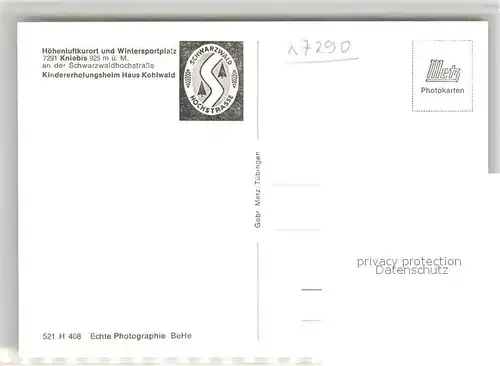 AK / Ansichtskarte Kniebis_Freudenstadt Kindererholungsheim Haus Kohlwald Kniebis_Freudenstadt