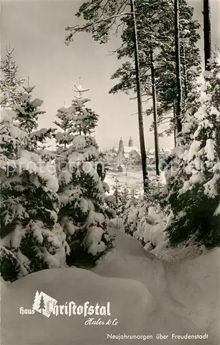 AK / Ansichtskarte Freudenstadt Neujahrsmorgen im Schwarzwald Winterimpressionen Stempel Freudenstadt