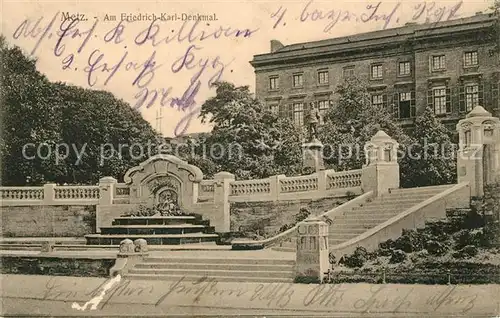 AK / Ansichtskarte Metz_Moselle Partie am Friedrich Karl Denkmal Metz_Moselle