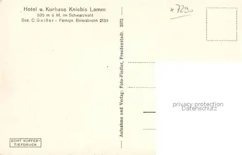 AK / Ansichtskarte Lamm_Kniebis Landschaftspanorama mit Hotel Kurhaus Kniebis Schwarzwald Kupfertiefdruck Lamm Kniebis