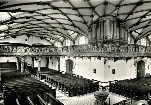 AK / Ansichtskarte Freudenstadt Ev Stadtkirche Blick auf den Taufstein Orgel Reliefs Kirche vor Zerstoerung 1945 Repro Freudenstadt