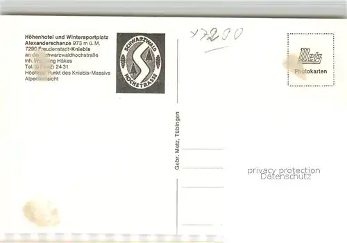 AK / Ansichtskarte Kniebis_Freudenstadt Hotel Alexanderschanze Passhoehe Schwarzwald Winterimpressionen Kniebis_Freudenstadt