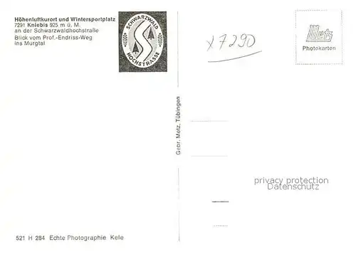 AK / Ansichtskarte Kniebis_Freudenstadt Panorama Blick vom Prof. Endriss Weg ins Murgtal Schwarzwald Kniebis_Freudenstadt