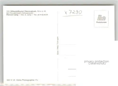AK / Ansichtskarte Obermusbach_Freudenstadt Teilansicht Hoehenluftkurort im Schwarzwald Pension Lang Obermusbach_Freudenstadt