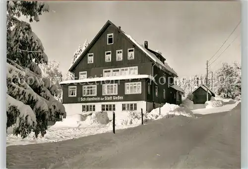 AK / Ansichtskarte Kniebis_Freudenstadt Schullandheim der Stadt Giessen Schwarzwaldhochstrasse im Winter Kniebis_Freudenstadt
