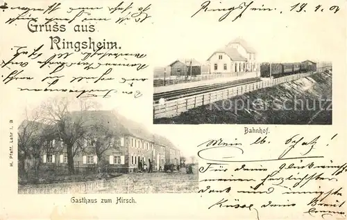 AK / Ansichtskarte Ringsheim Bahnhof Gasthaus zum Hirsch Ringsheim
