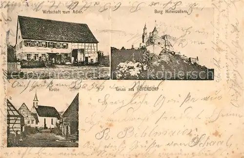 AK / Ansichtskarte Hoefendorf Kirche Burg Hohenzollern Wirtschaft zum Adler Hoefendorf