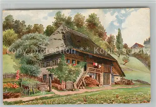 AK / Ansichtskarte Freudenstadt Schwarzwaldhaus Bauernhaus K?nstlerkarte Freudenstadt
