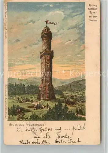 AK / Ansichtskarte Freudenstadt Herzog Friedrich Turm auf dem Kimberg K?nsterkarte Freudenstadt