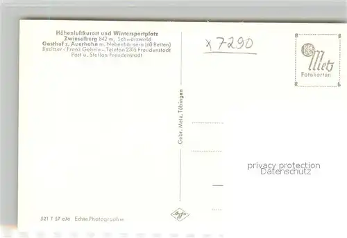 AK / Ansichtskarte Zwieselberg_Freudenstadt Gasthaus zum Auerhahn Kurort Wintersportplatz Schwarzwald Zwieselberg_Freudenstadt